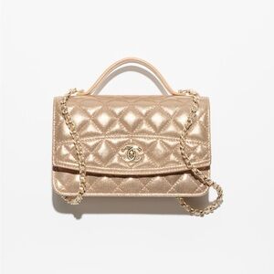 Chanel Metallic Grain Calfskin Rose Gold - wallet on a chain. PRICE IS FIRM